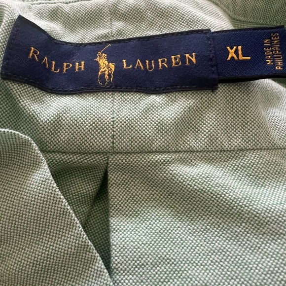 Men’s long sleeve button down polo, green, XL - Picture 5 of 6